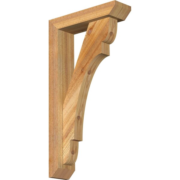 Ekena Millwork Olympic Slat Rough Sawn Bracket w/ Offset Brace, Western Red Cedar, 4"W x 14"D x 26"H BKT0402X14X26OLY06RWR - main